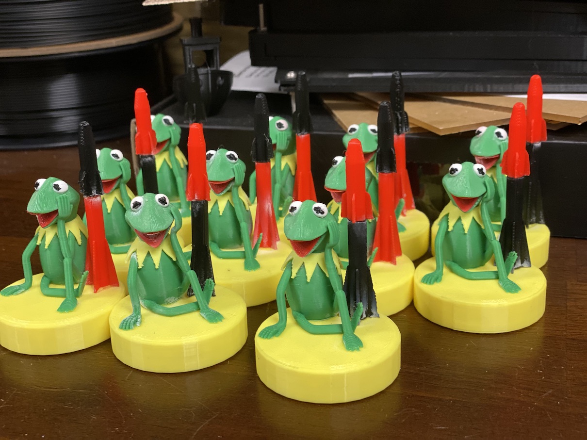 Fully assembled 3D Prints of Kermit
